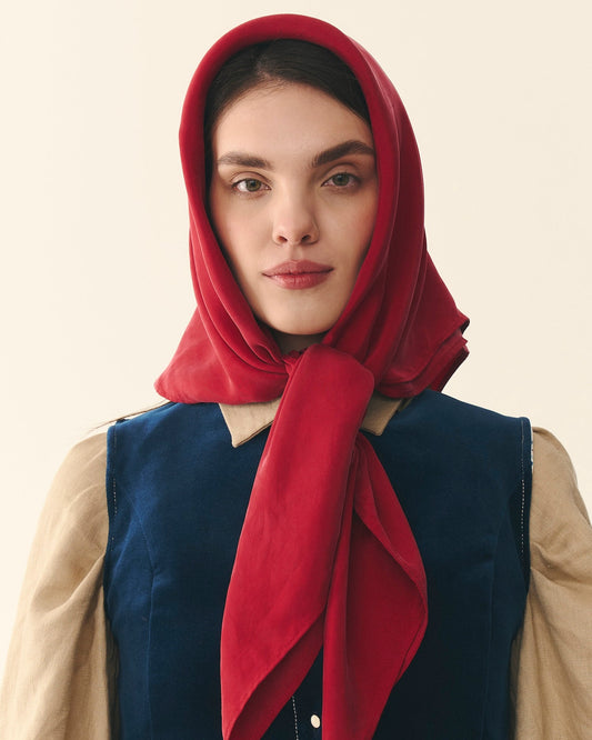 Шовкова темно-червона хустинка "Шамерова"