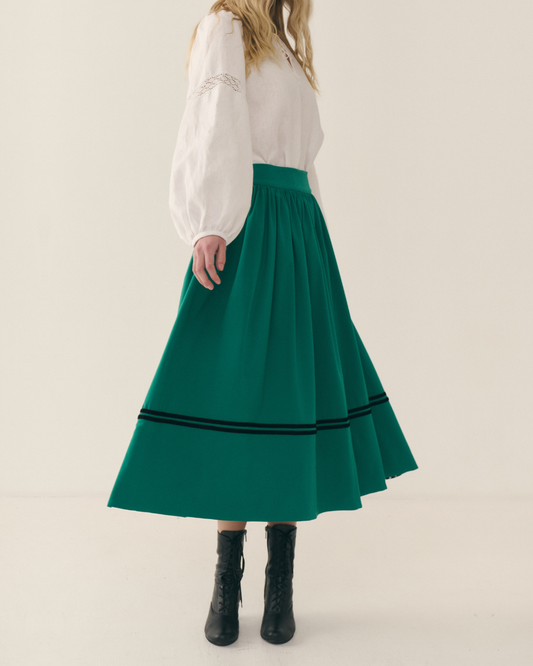 Етно спідничка зеленого кольору Київська - {МАЛЬВИ}