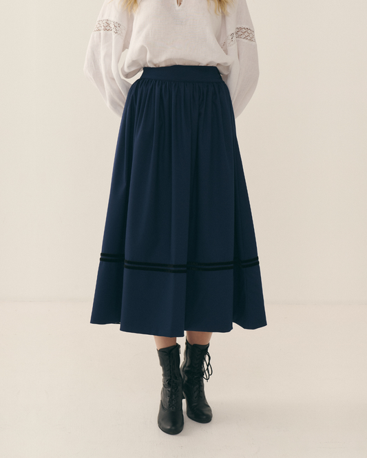 Етно спідниця з оксамитовими стрічками Київська - {МАЛЬВИ}