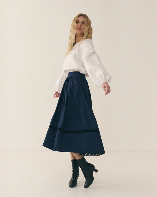 Спідниця в етно стилі Київська синього кольору - {МАЛЬВИ}