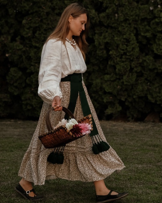 Українська спідниця у квіточки зі шляркою "Хорольська"