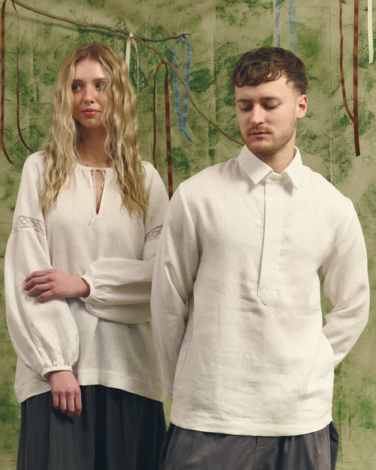 Сорочка лляна "Сумська" з мереживом