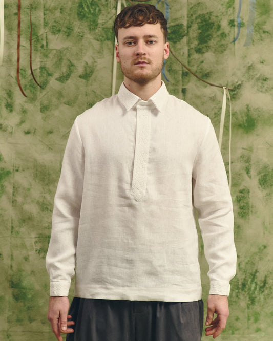 Сорочка лляна "Сумська" з мереживом