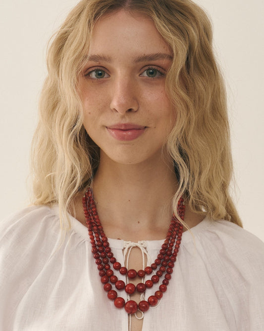 Намисто коралі з натурального каміння - {МАЛЬВИ}