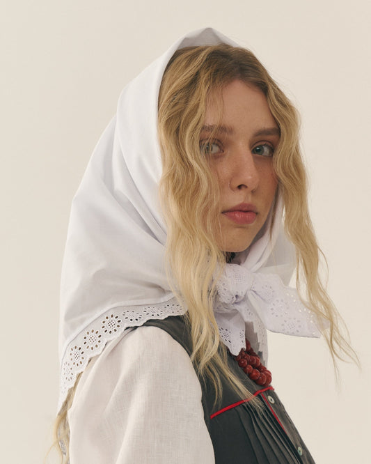 Бавовняна хустка з мереживом