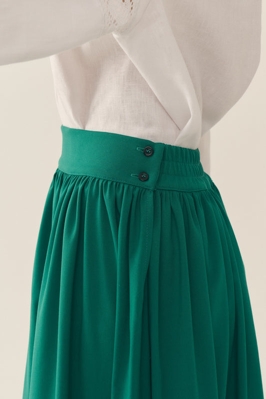Спідниця Київська на резинці зелена - {МАЛЬВИ}