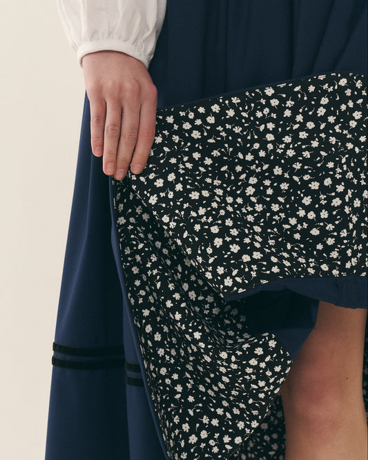 Спідниця синя з підбоєм Київська - {МАЛЬВИ}