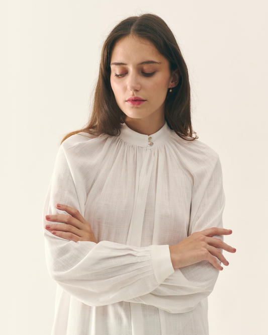 Однотонна сорочка в етно стилі - {МАЛЬВИ}