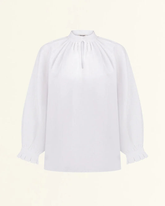 Традиційна сорочка з льону та бавовни біла "Надсяння"