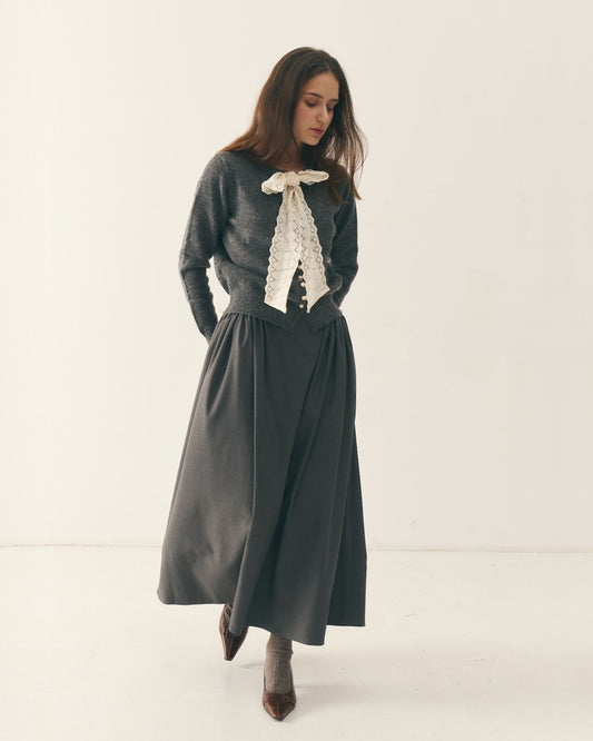 Сіра спідниця максі - {МАЛЬВИ}