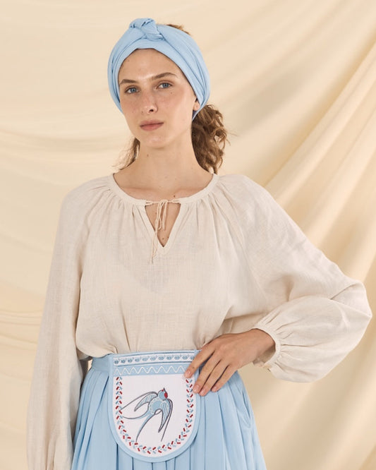 Однотонна етно хустка блакитна