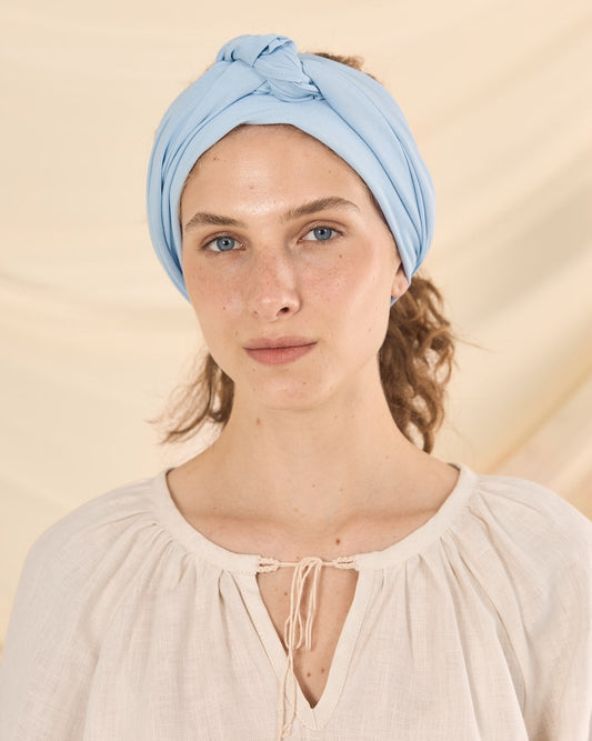 Однотонна етно хустка блакитна