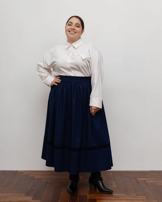 Спідниця на дві стрічки з підбоєм - {МАЛЬВИ}