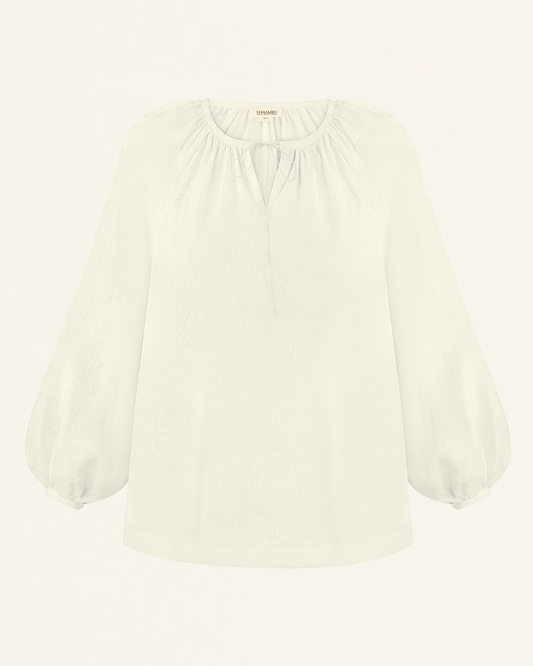 Лляна сорочка "Буденка" айворі