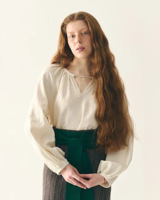 Сорочка з льону в етно стилі бежева "Буденка"