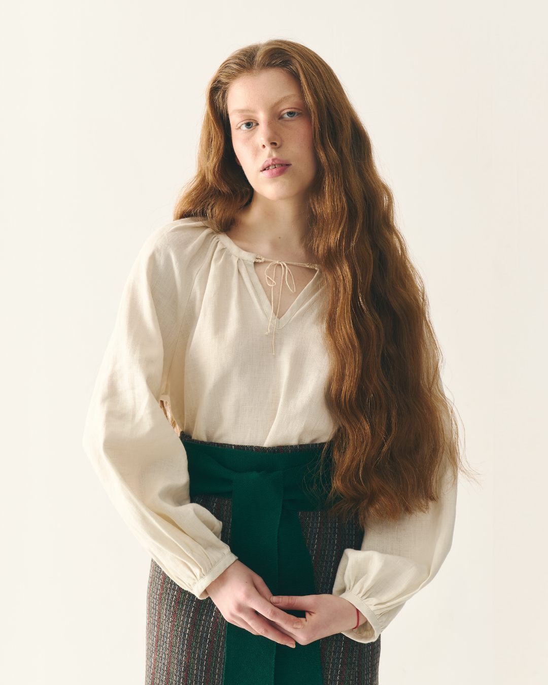 Сорочка з льону в етно стилі бежева "Буденка"