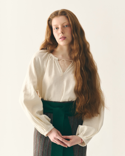 Сорочка з льону в етно стилі бежева "Буденка"