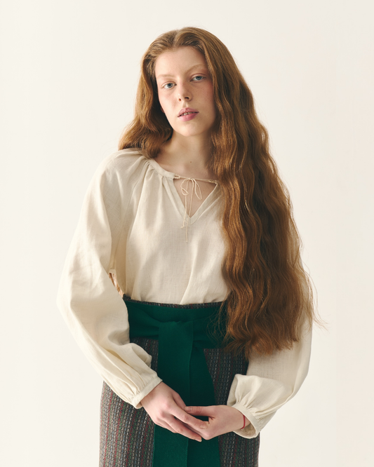 Сорочка з льону в етно стилі бежева "Буденка"