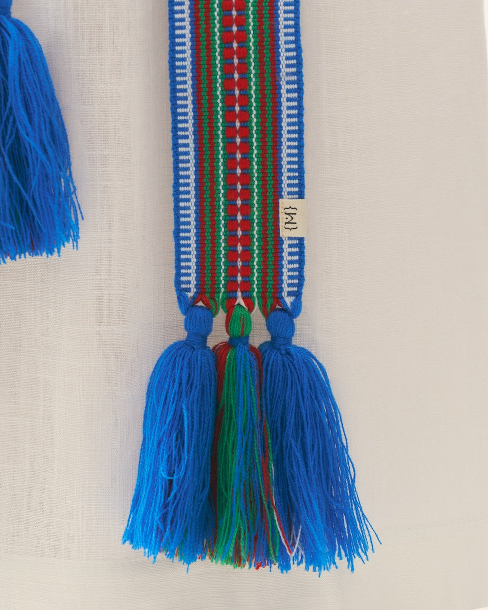 Етно пояс з китицями синій - {МАЛЬВИ}