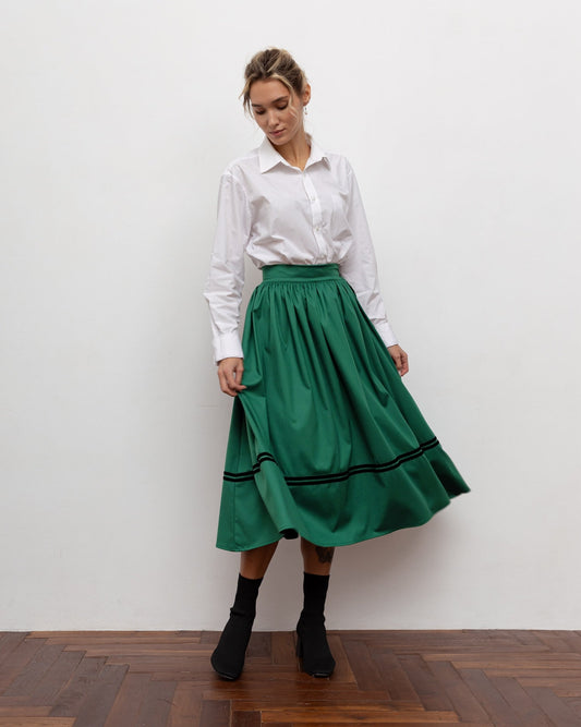 Спідниця на дві стрічки з підбоєм - {МАЛЬВИ}