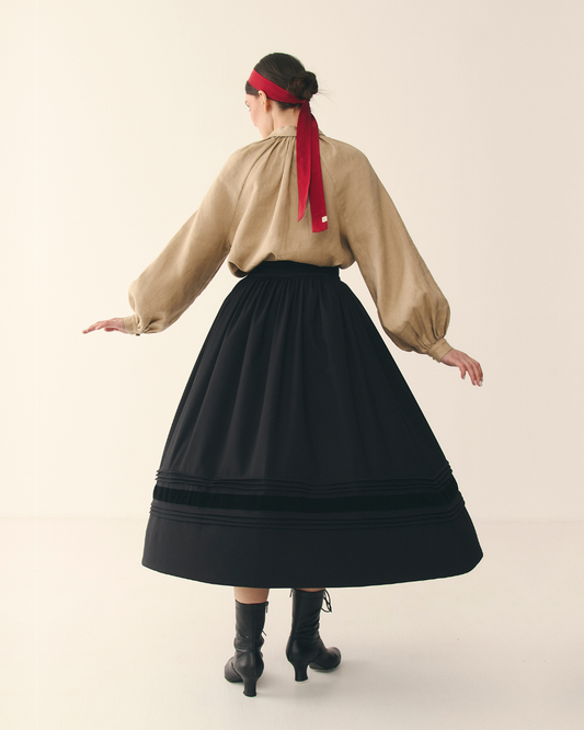 Традиційна чорна спідниця з підбоєм Сумська