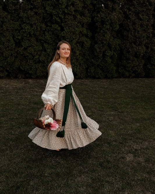 Українська спідниця у квіточки зі шляркою "Хорольська"