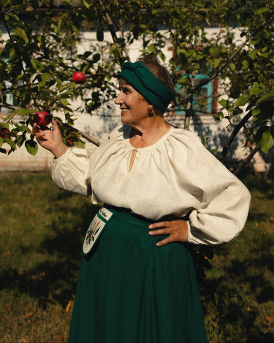 Сорочка з льону в етно стилі бежева "Буденка"