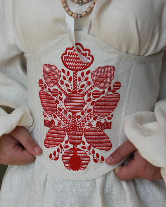 Корсет з обухівською вишивкою