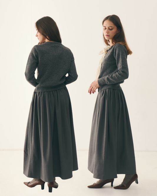 Вовняна сіра спідниця в етно стилі - {МАЛЬВИ}