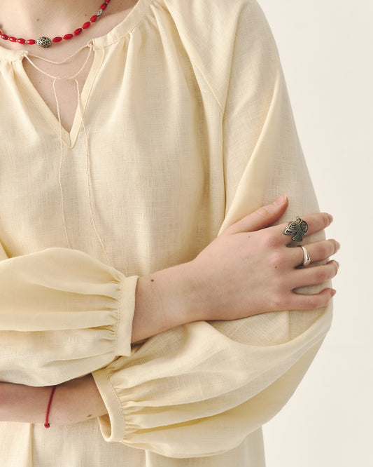 Лляна довга сорочка в етно стилі "Додільна"