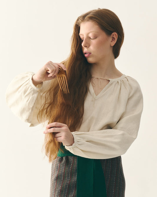 Сорочка з льону в етно стилі бежева "Буденка"