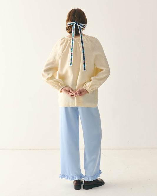 Однотонна молочна сорочка з льону "Буденка"