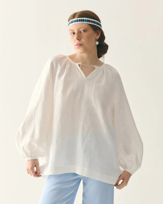 Сорочка-блуза в етно стилі біла "Буденка"
