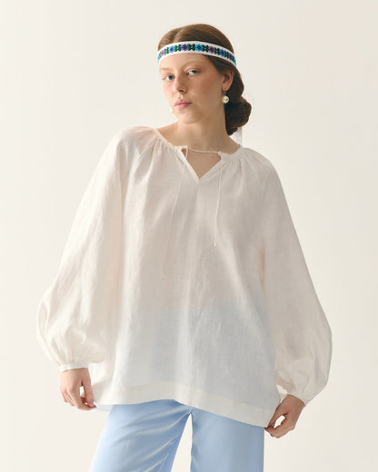 Сорочка-блуза в етно стилі біла "Буденка"