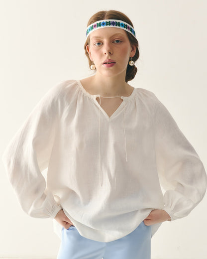 Сорочка-блуза в етно стилі біла "Буденка"