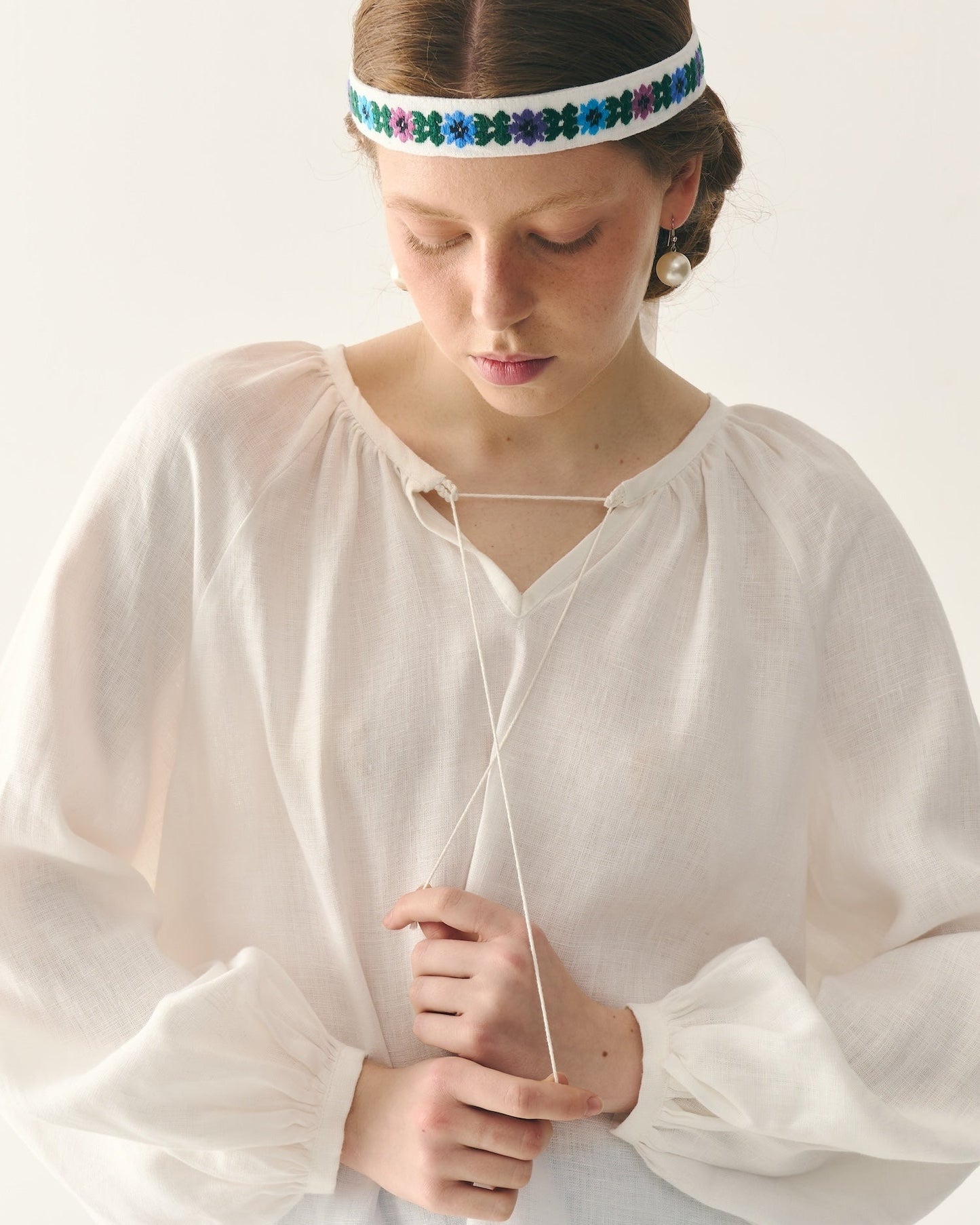 Сорочка-блуза в етно стилі біла "Буденка"