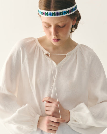 Сорочка-блуза в етно стилі біла "Буденка"