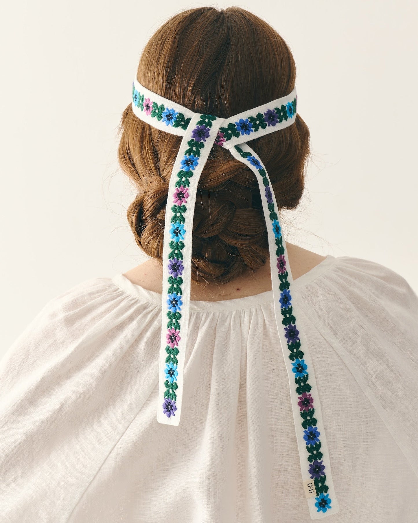 Вишита стрічка на волосся - Мальви