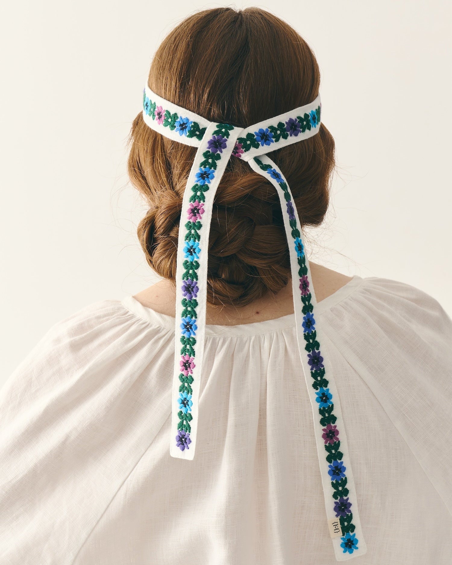 Вишита стрічка на волосся - Мальви