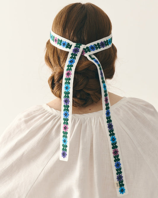Вишита стрічка на волосся - Мальви